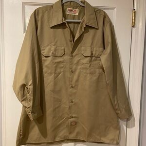 Dickies Authentic Tan Workwear Shirt - Size 17-17.5 Neck, 32/33 Length